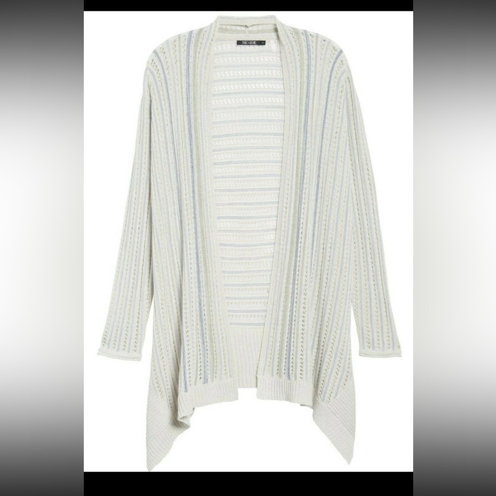 NIC + ZOE Size Medium COURTYARD DRAPEY KNIT CARDIGAN SWEATER IN MULT - Picture 5 of 10